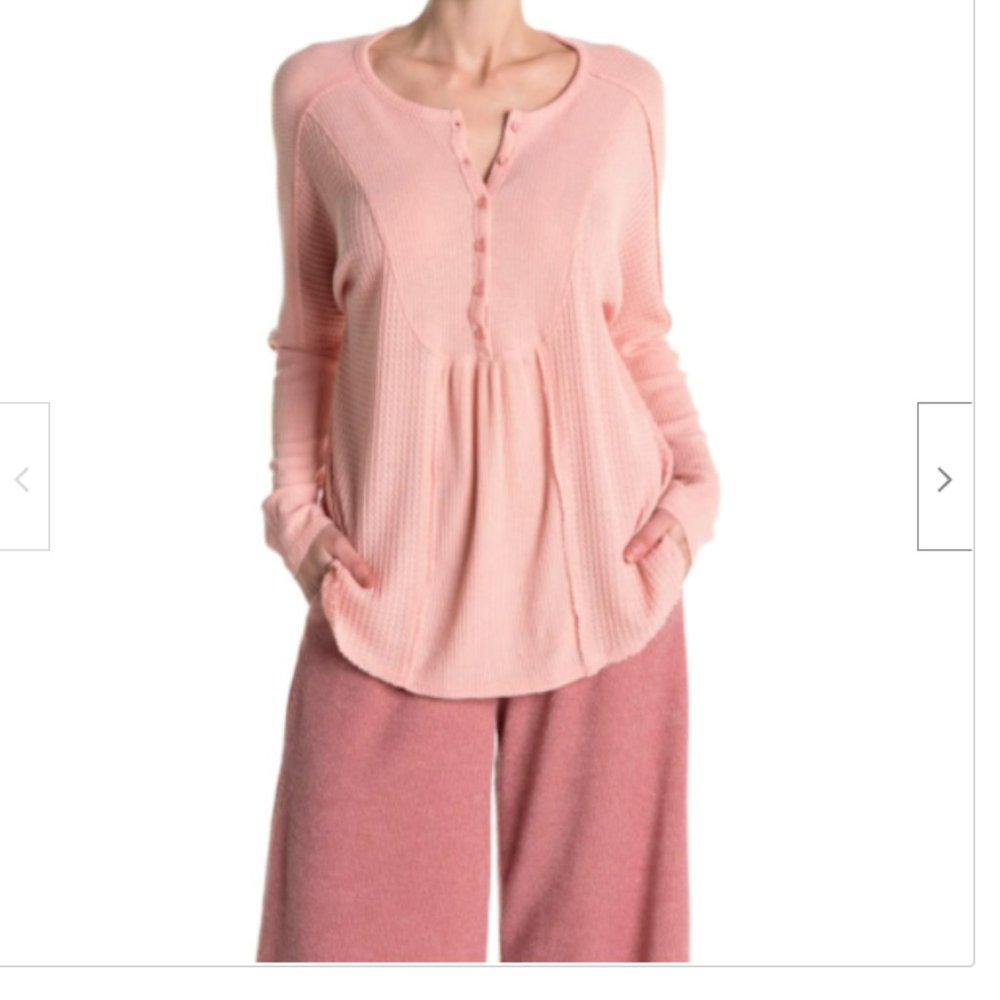 GIBSONLOOK Women's Knit Henley Shirt Top Pink  M
